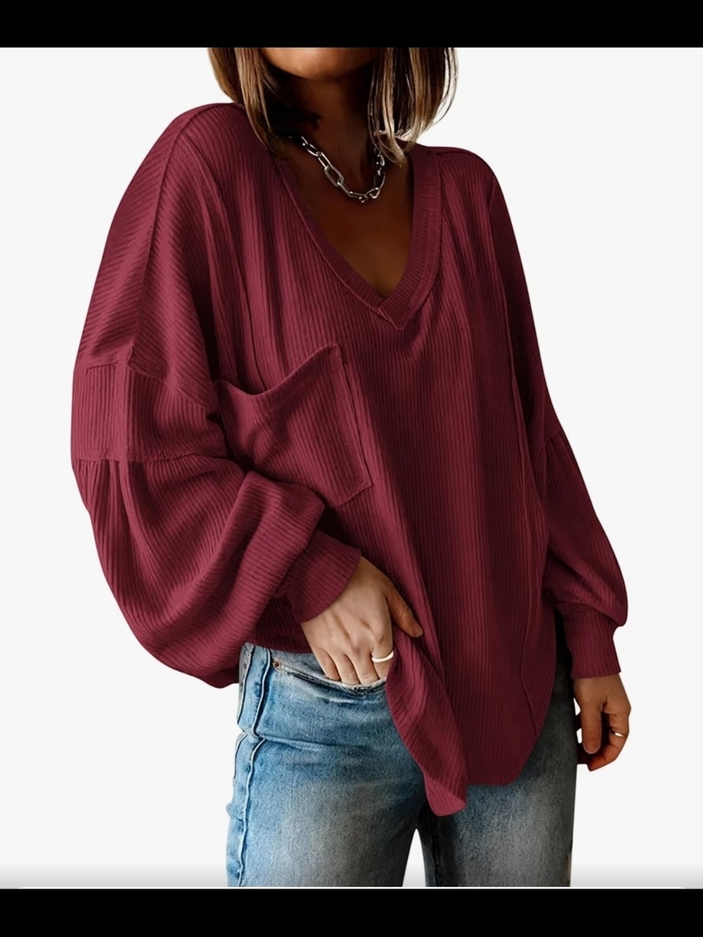 BTFBM Women's Ribbed Long Sleeve Top